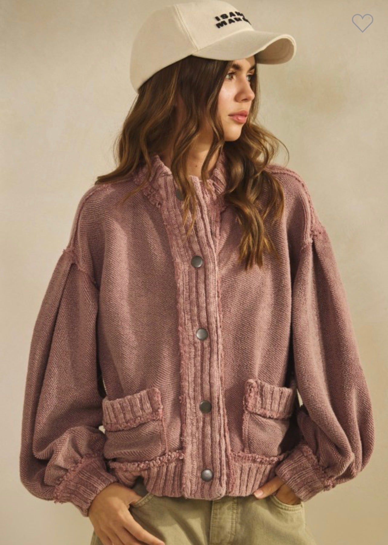 Vintage Ribbed Knit Cardigan Jacket