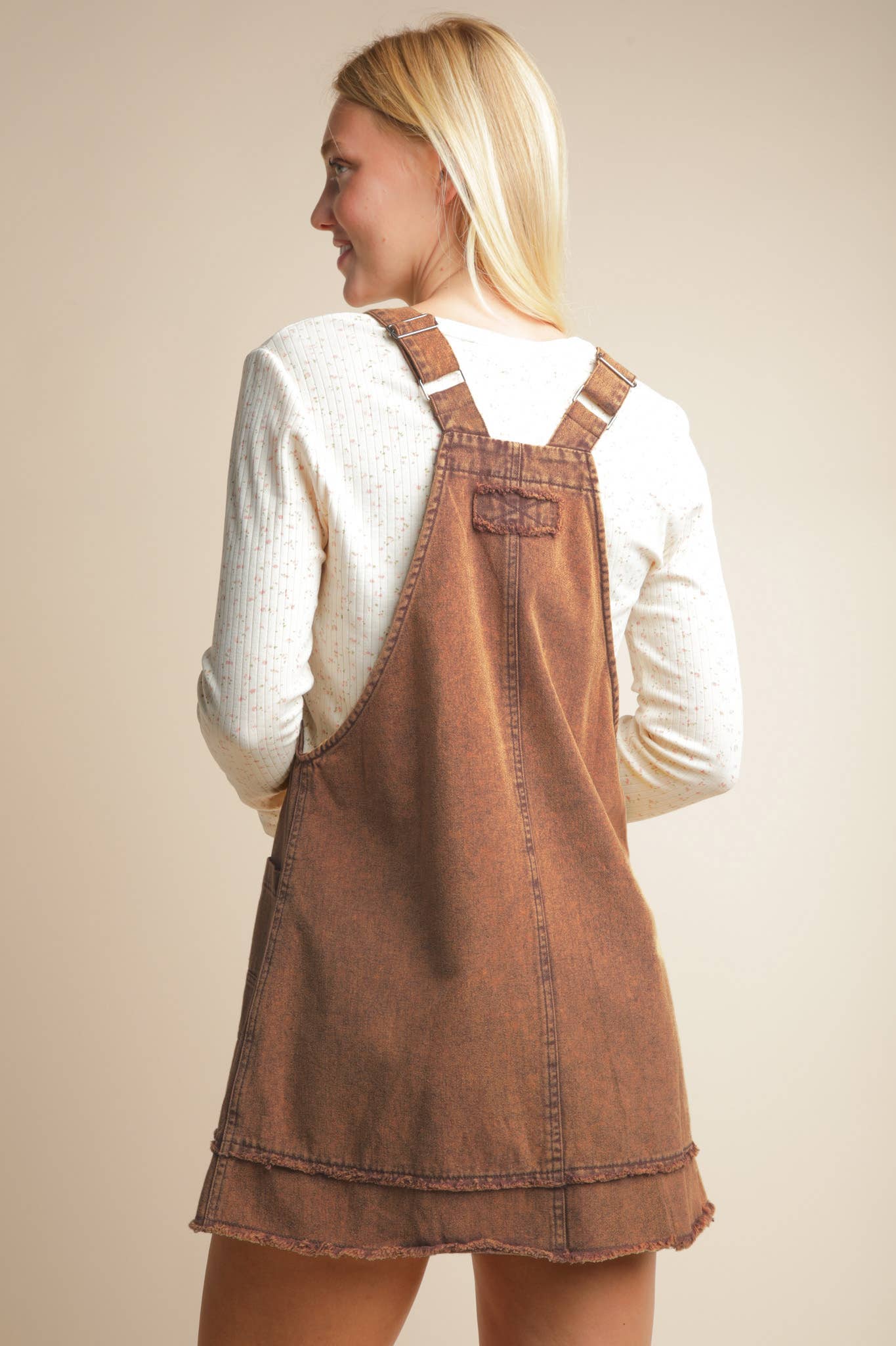 Washed Denim Overall Mini Dress