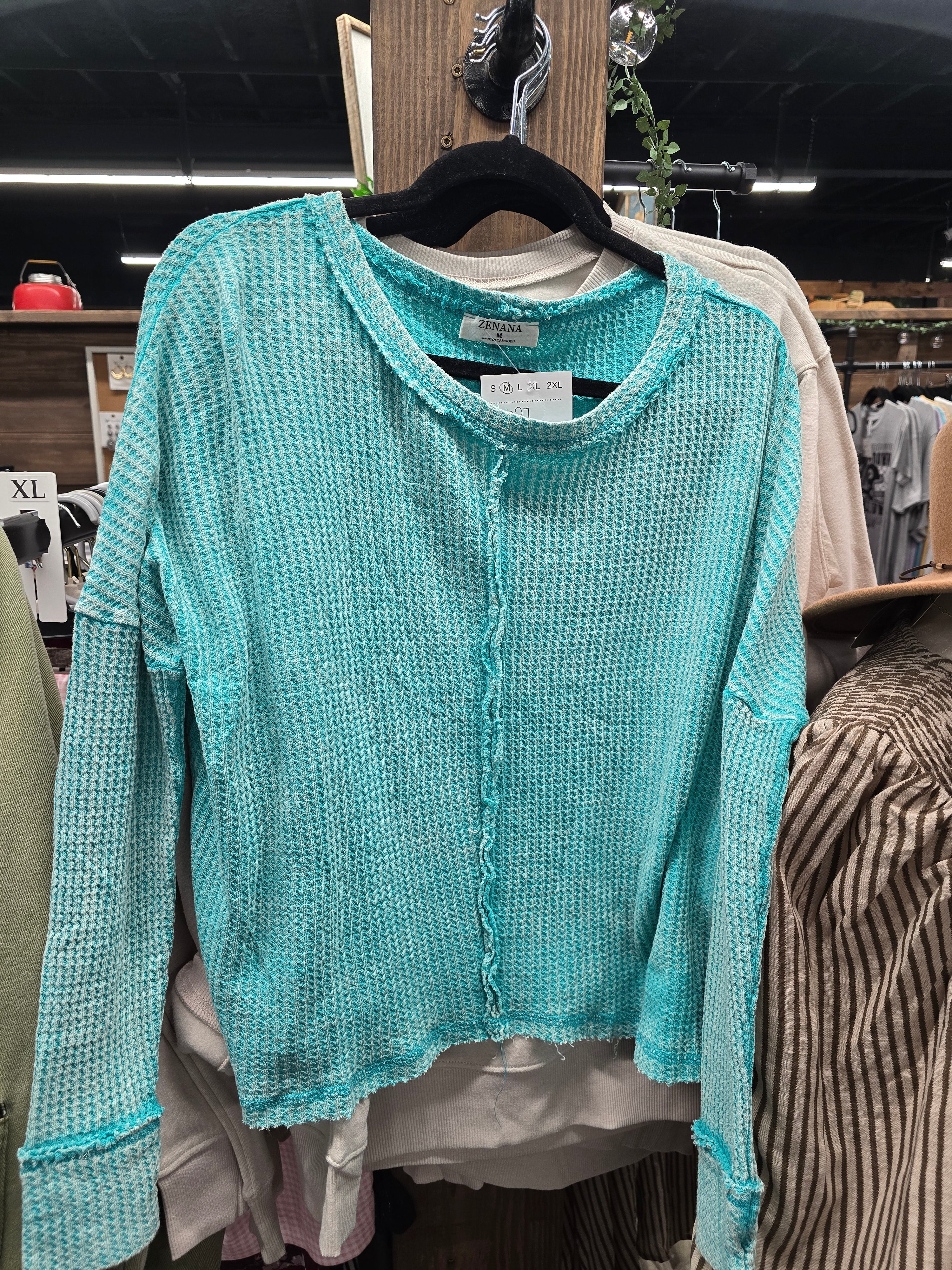 Teal Waffleknit Longsleeve