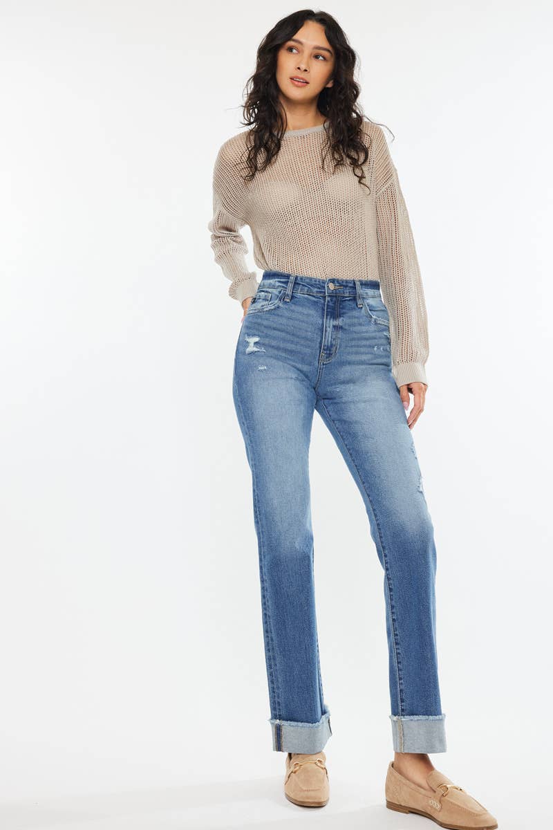 OPEN PACK HIGH RISE STRAIGHT JEANS-KC20065M