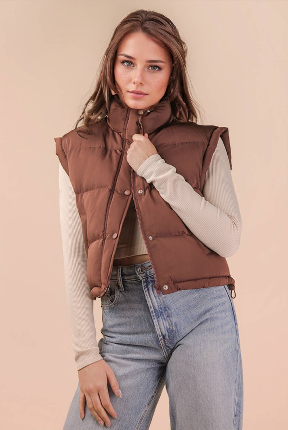 Mock Neck Casual Puffer Vest