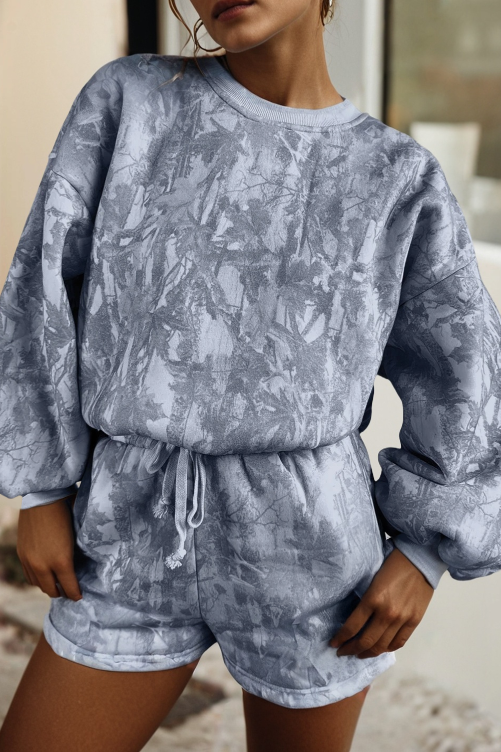 LDC Abstract Round Neck Two piece Camo Girl Set