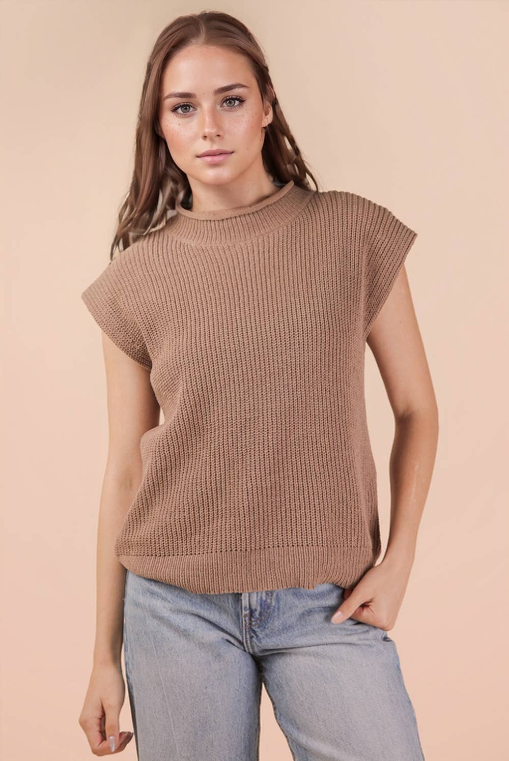 Oversized Soft Knit Sweater Vest Top