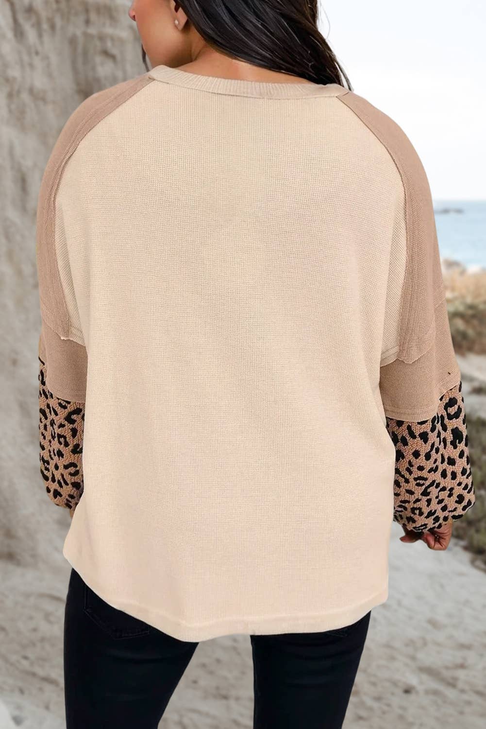 Leopard Star Patch Long Sleeve Sweatshirt | S-XL