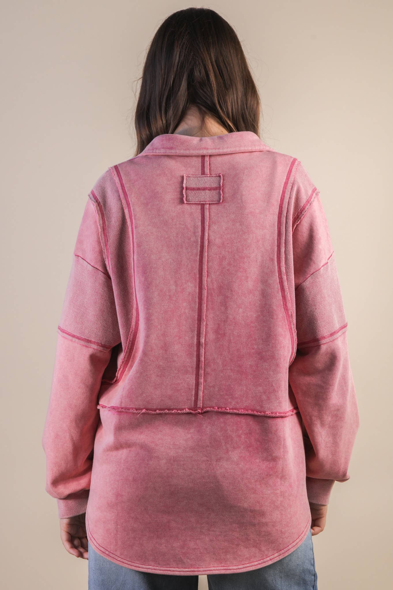 Mineral Washed Oversized French Terry Knit Top