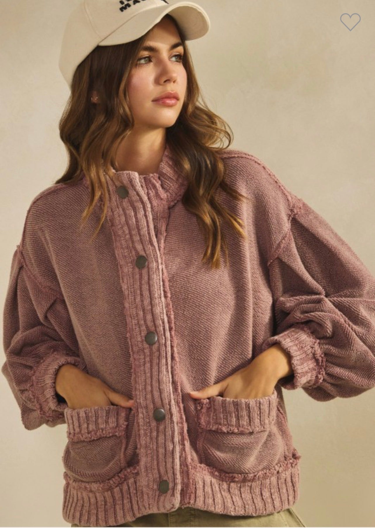 Vintage Ribbed Knit Cardigan Jacket