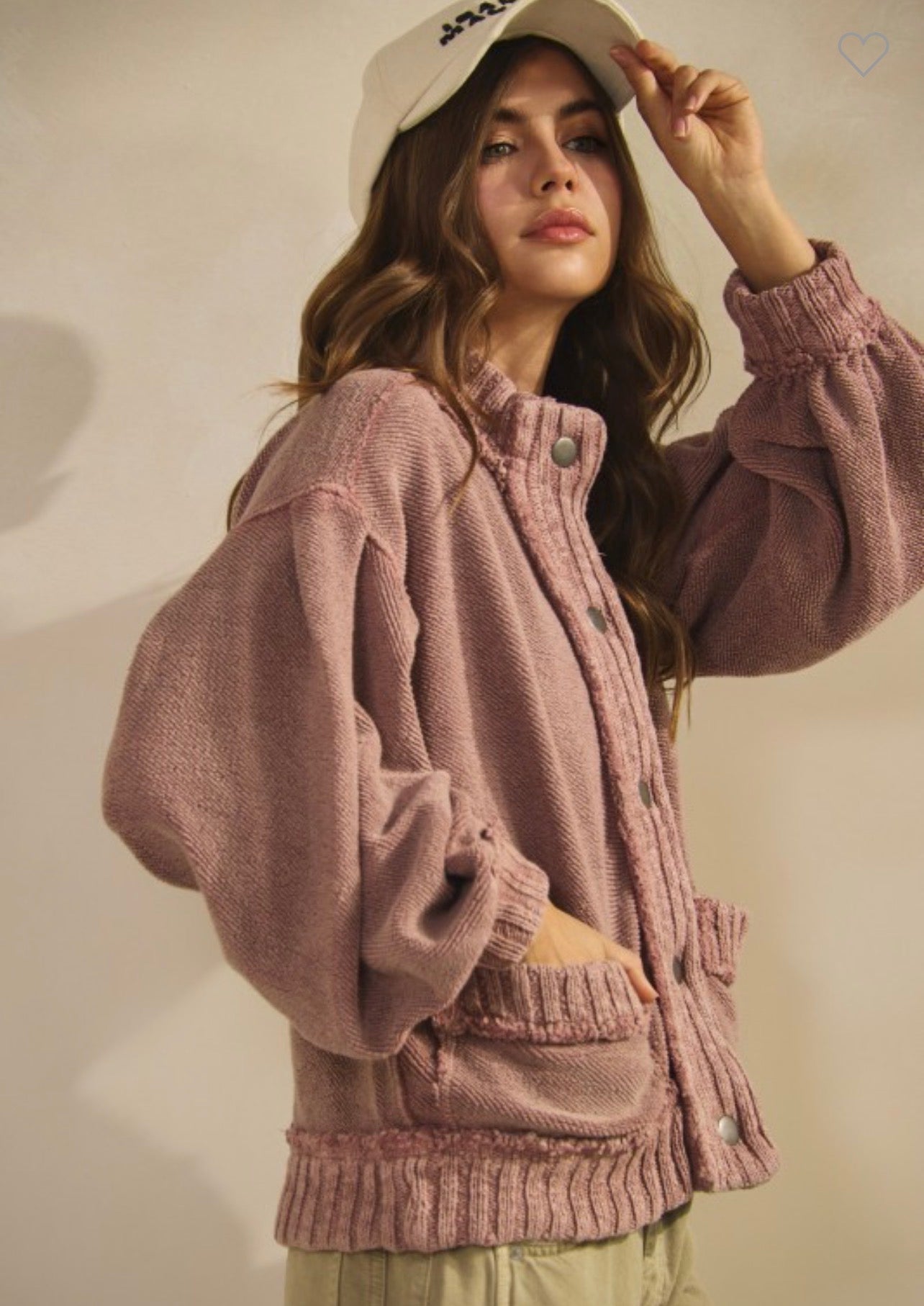 Vintage Ribbed Knit Cardigan Jacket