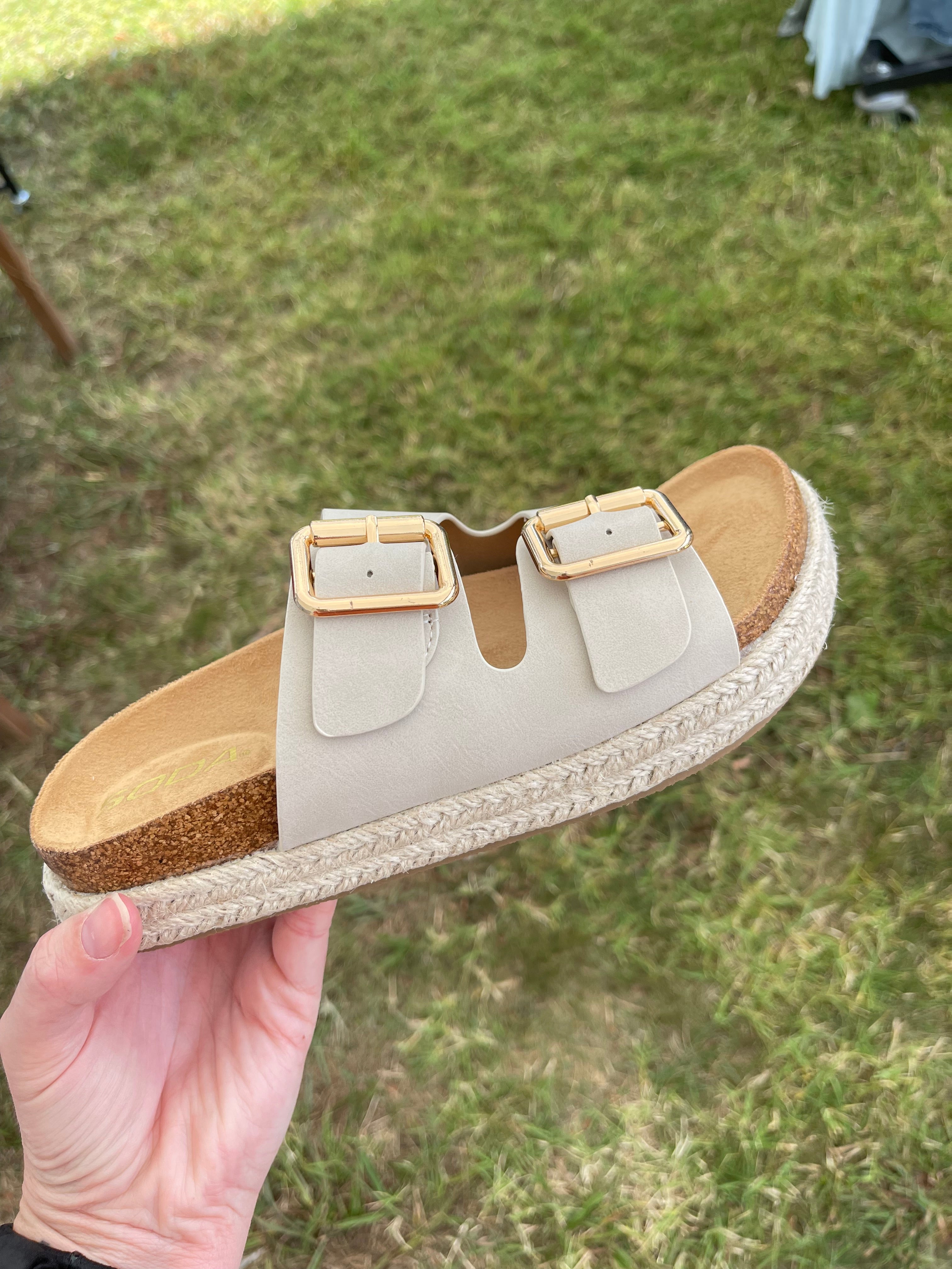 Double Strap Faux Leather Sandals