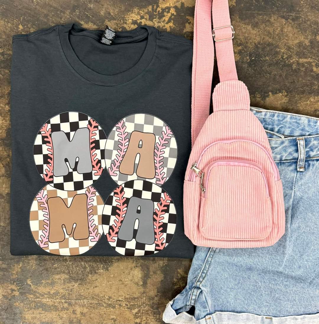 Softball/Baseball Checkered Mama Tee