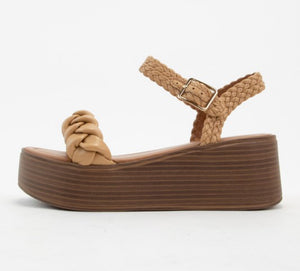 Natural Braided Strap Platform Sandal