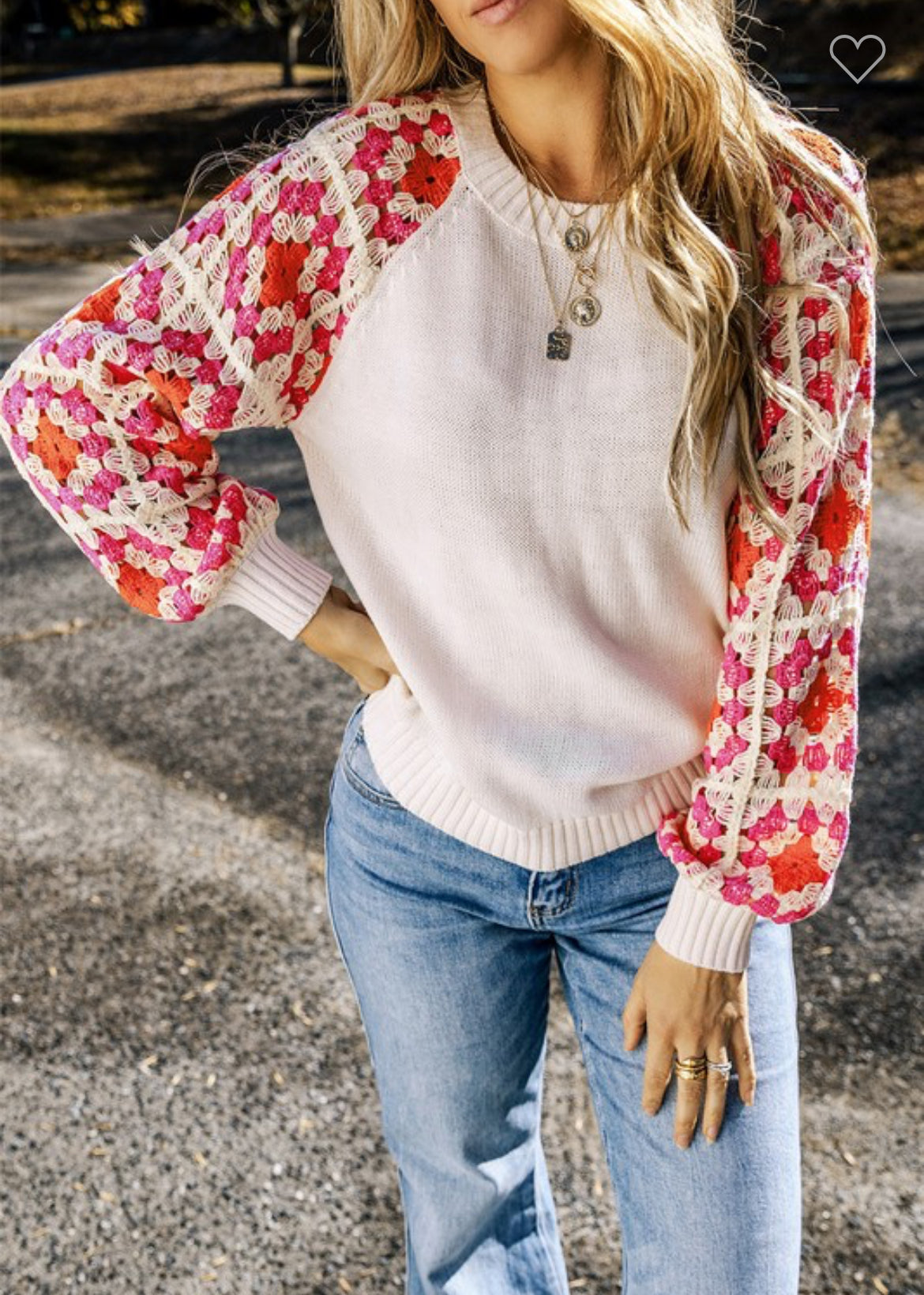 Puff Sleeve Crochet Sweater