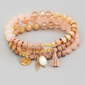 Multi Charm Beaded Bracelet Set