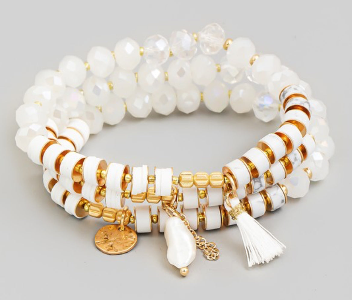 Multi Charm Beaded Bracelet Set