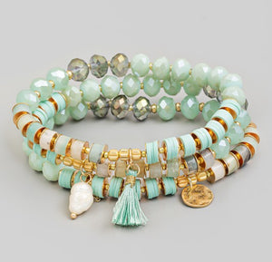 Multi Charm Beaded Bracelet Set