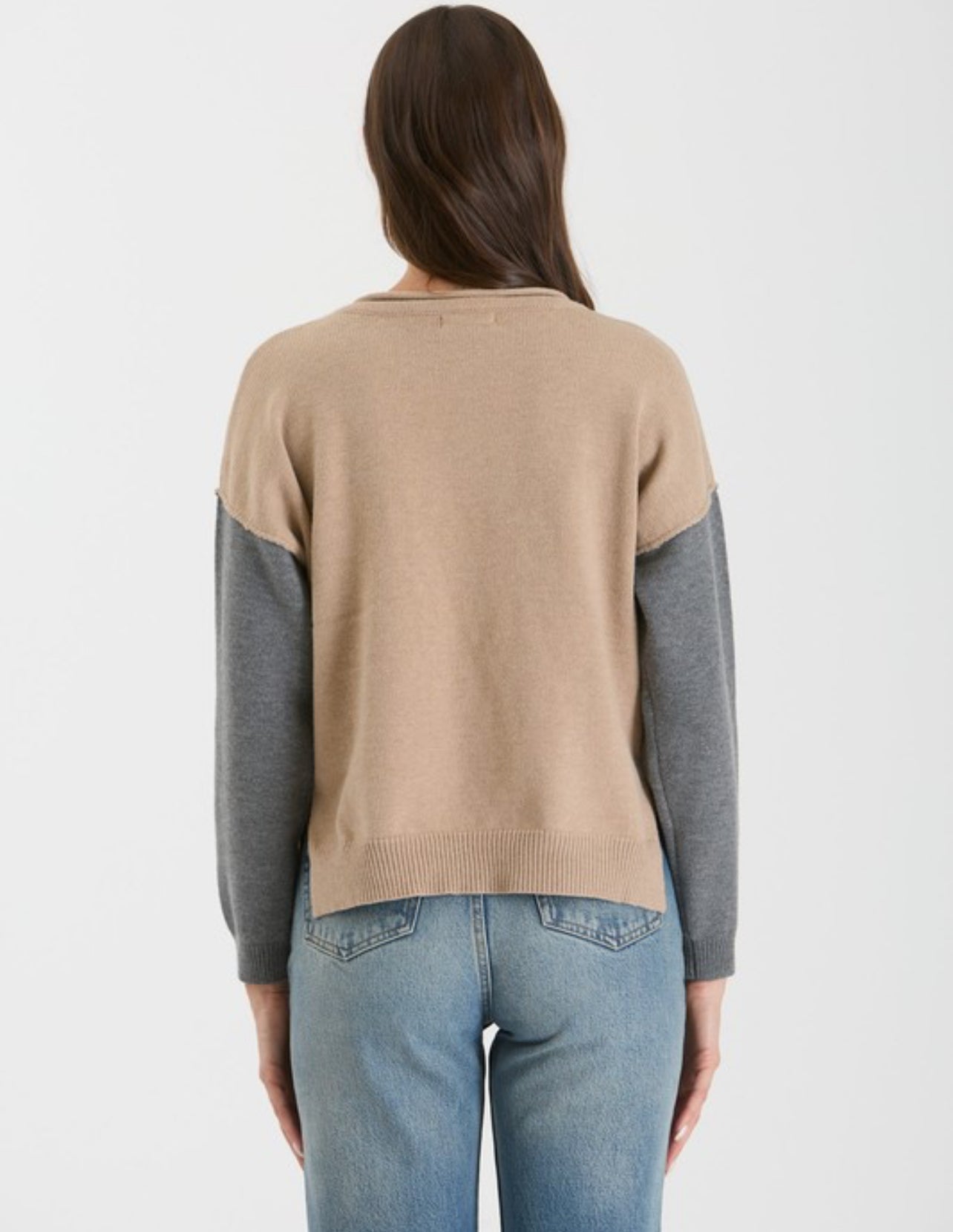 Colorblock Raw Edge Sweater