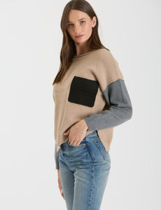 Colorblock Raw Edge Sweater