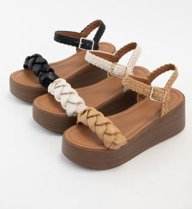 Natural Braided Strap Platform Sandal