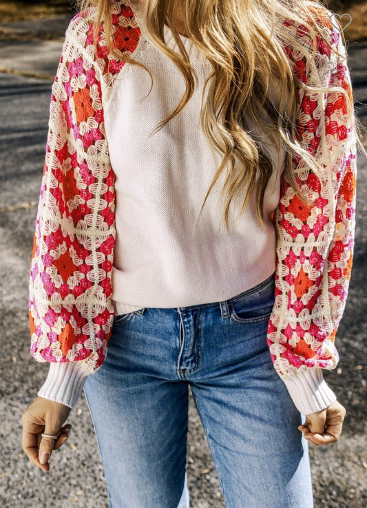 Puff Sleeve Crochet Sweater