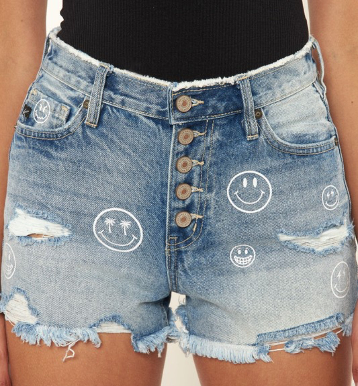 Happy Face Denim Kancan Shorts