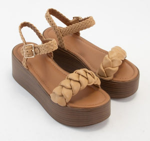 Natural Braided Strap Platform Sandal