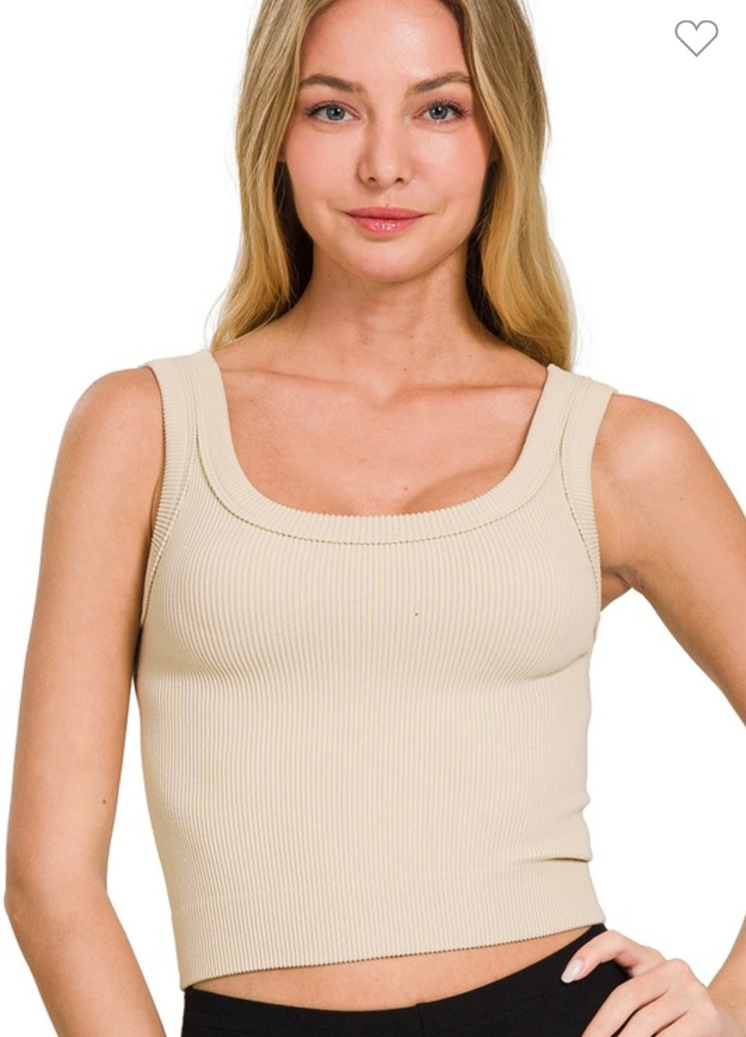 Ribbed Cropped Scoop Neck Tank