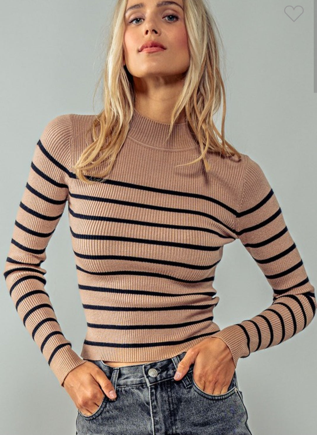 Mock Neck Ribbed Top