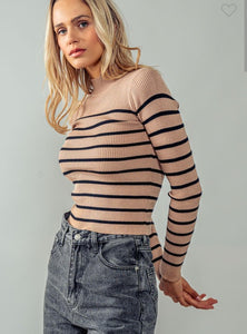 Mock Neck Ribbed Top