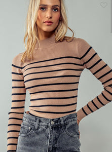 Mock Neck Ribbed Top