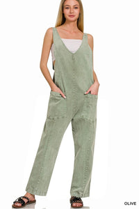 Olive Denim Overalls