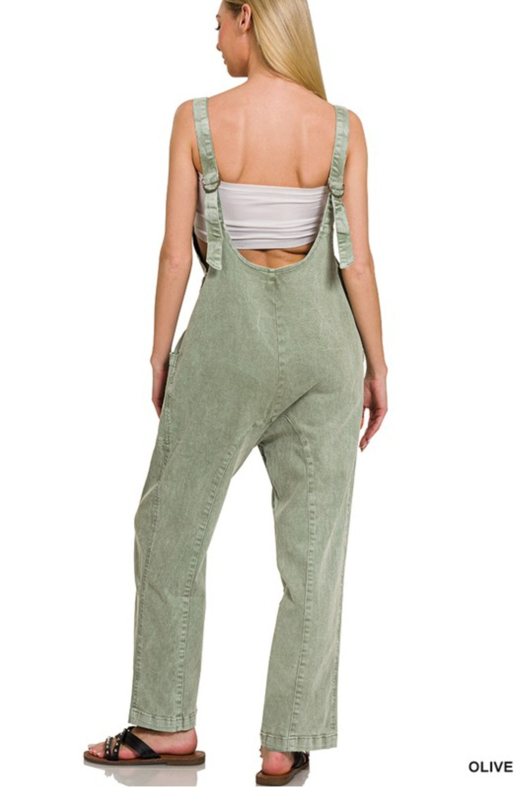 Olive Denim Overalls