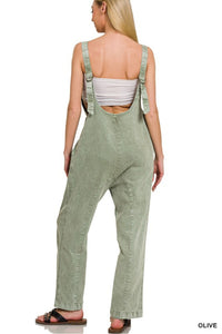 Olive Denim Overalls