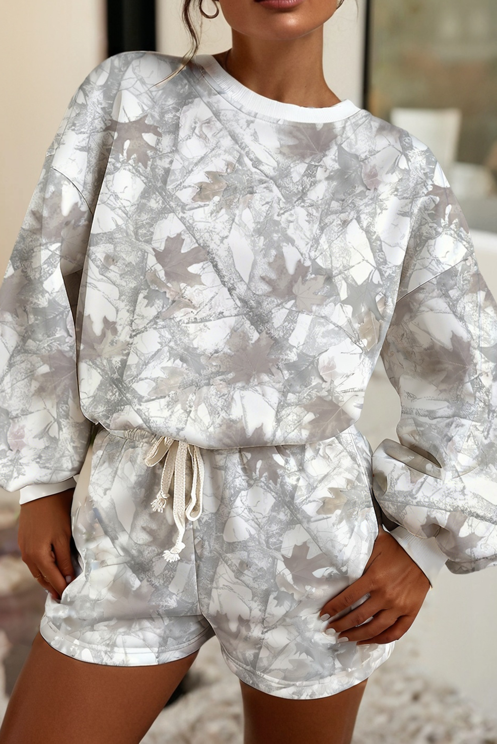 LDC Abstract Round Neck Two piece Camo Girl Set