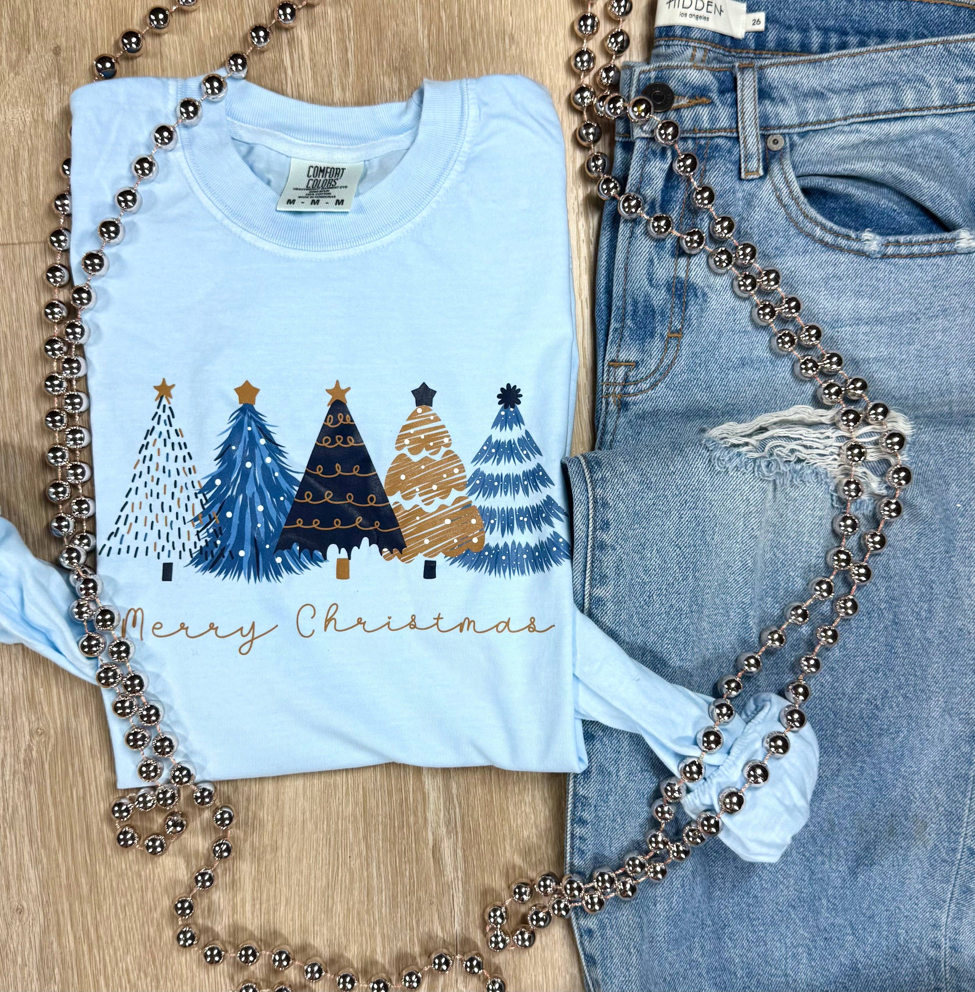 Blue Christmas Short Sleeve Graphic