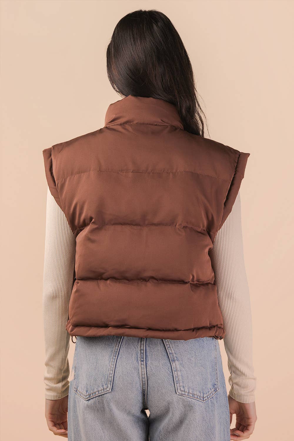 Mock Neck Casual Puffer Vest