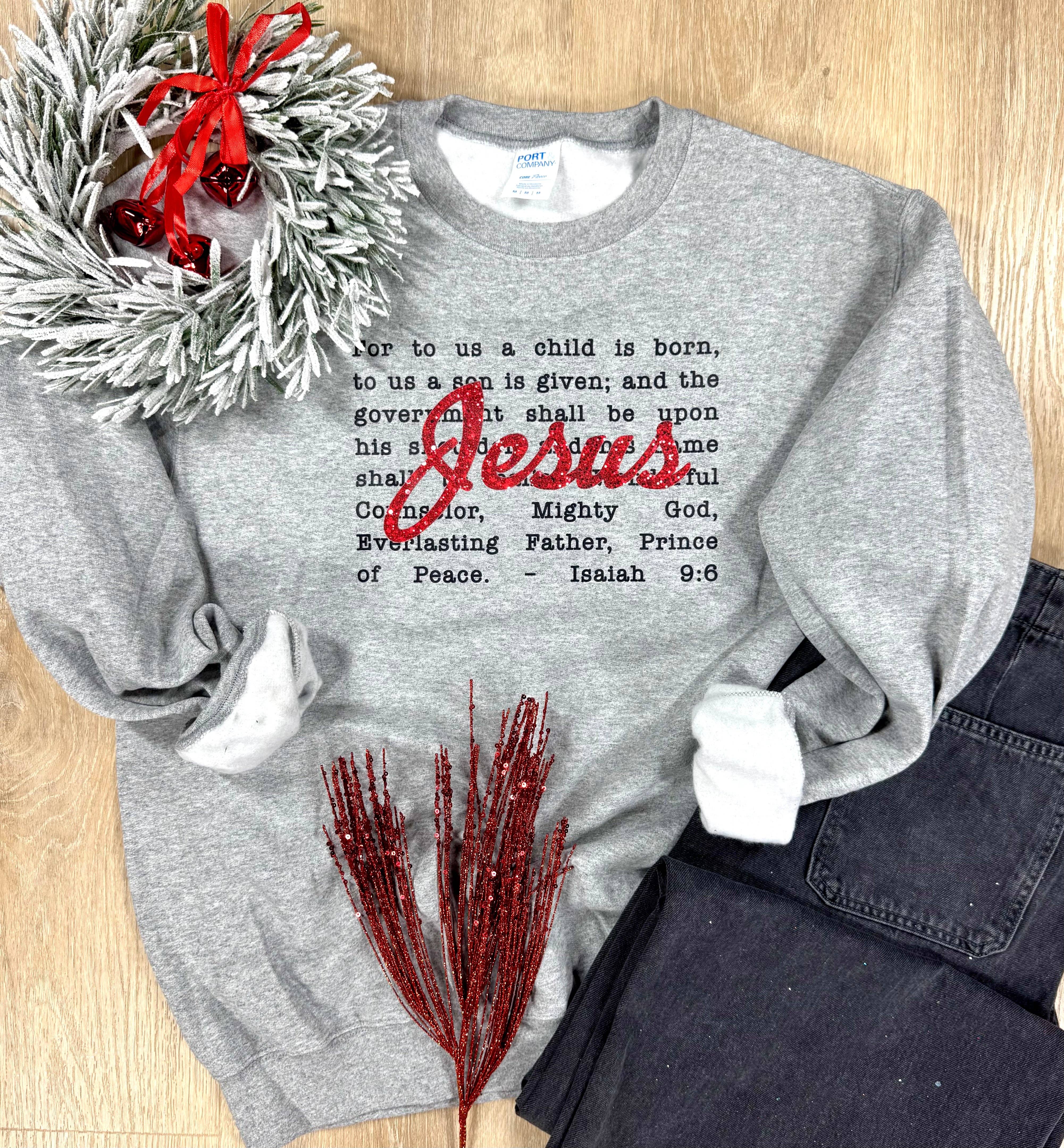 Faux Glitter Jesus Sweatshirt