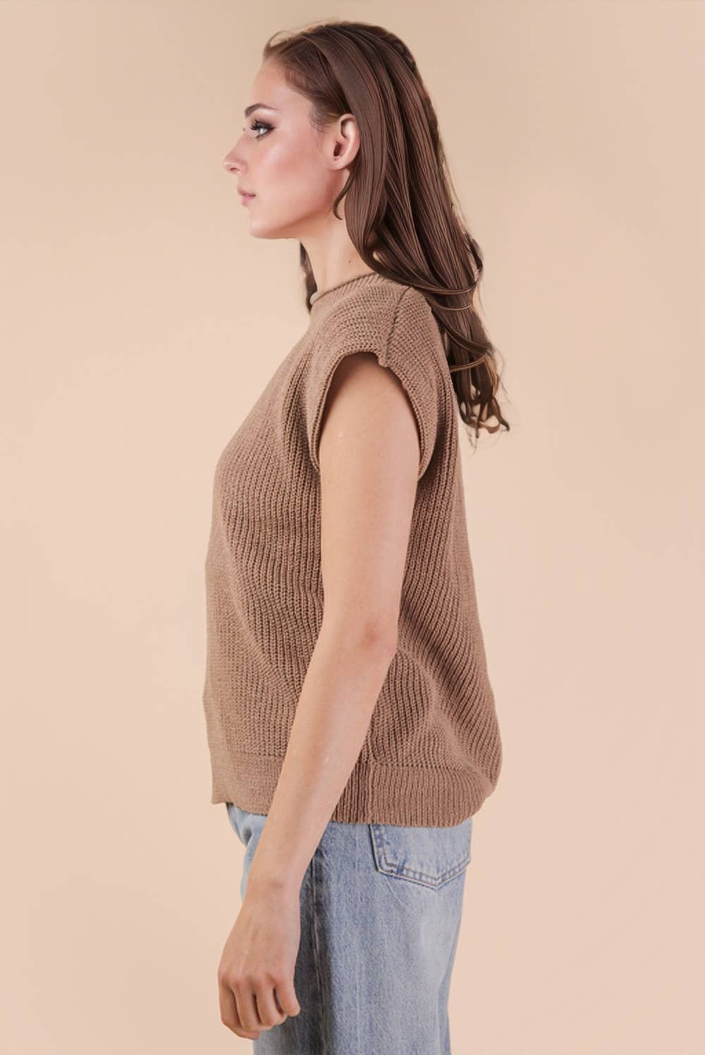 Oversized Soft Knit Sweater Vest Top