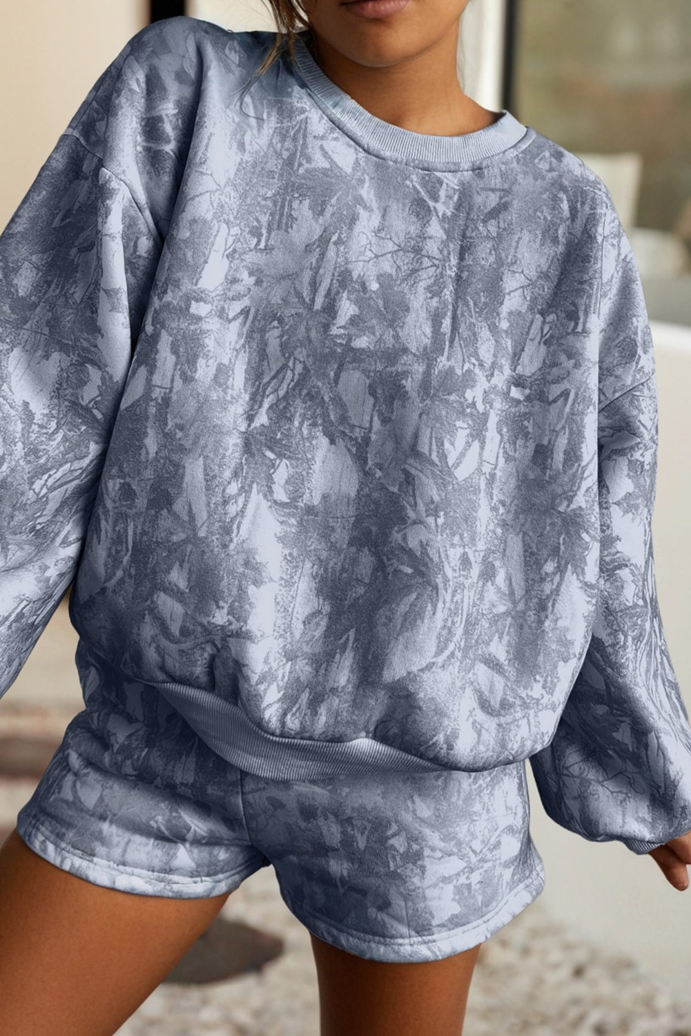 LDC Abstract Round Neck Two piece Camo Girl Set