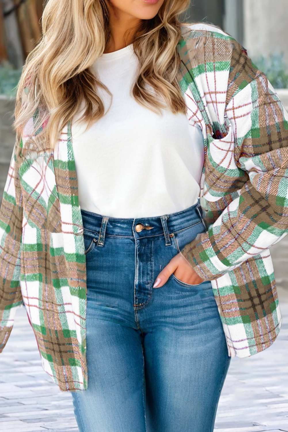 Christmas Plaid Casual Flannel Shacket