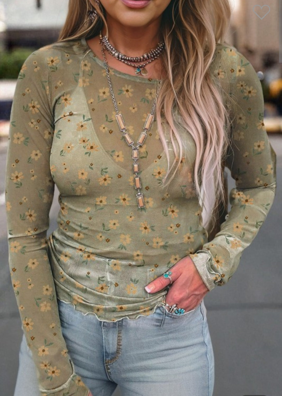 Floral Mesh Longsleeve Top