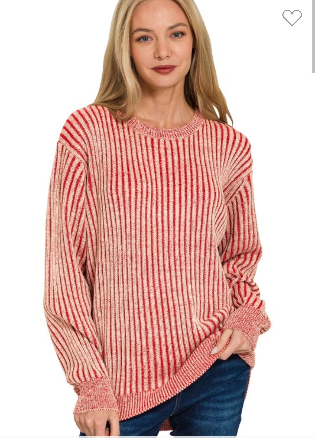 Two Toned Curved Hem Sweater