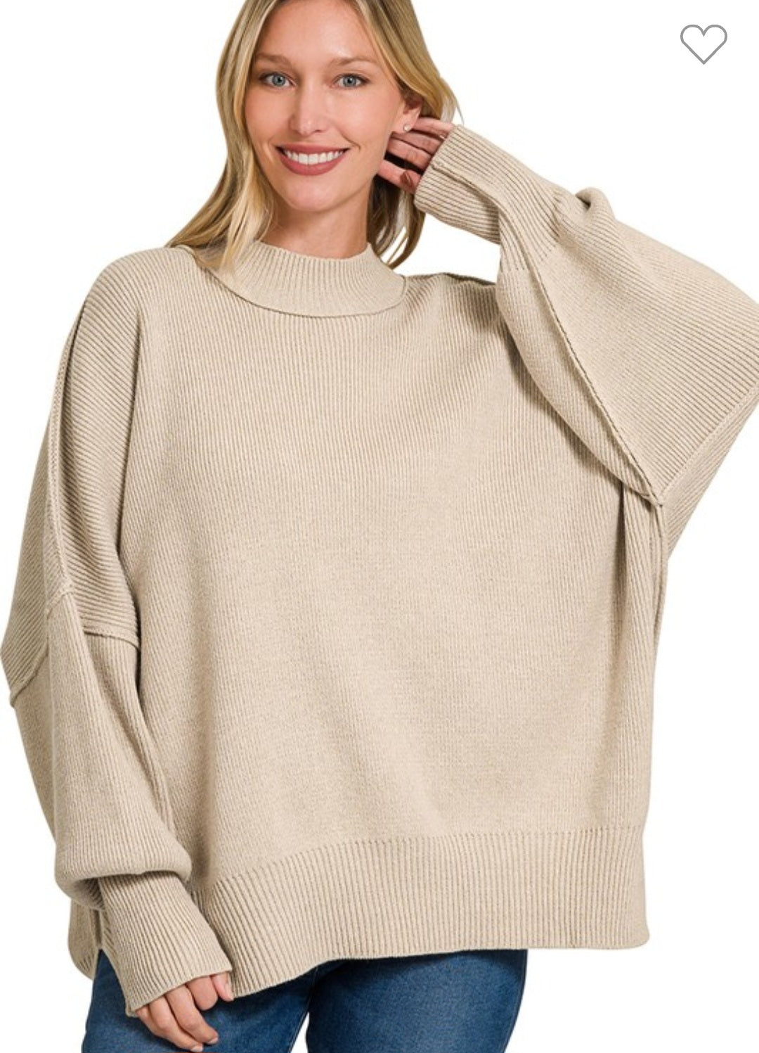 Side Slit Over Sized Sweater