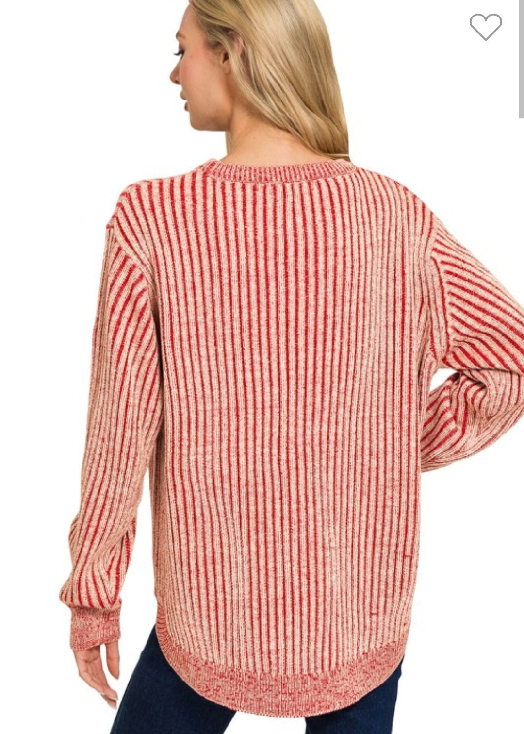 Two Toned Curved Hem Sweater