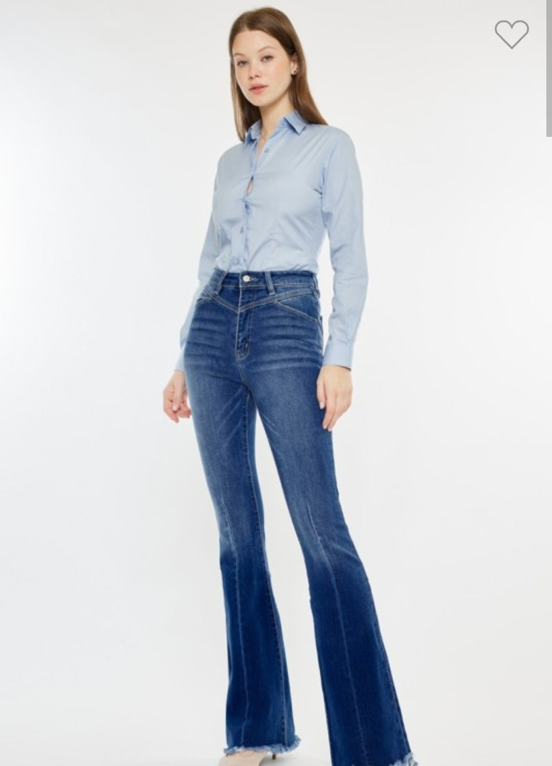 Western High Rise Frayed Hem Flare