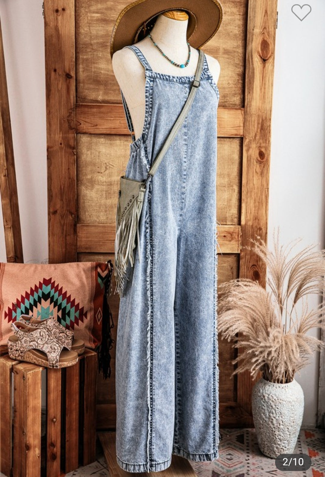 Denim Frayed Jumpsuit