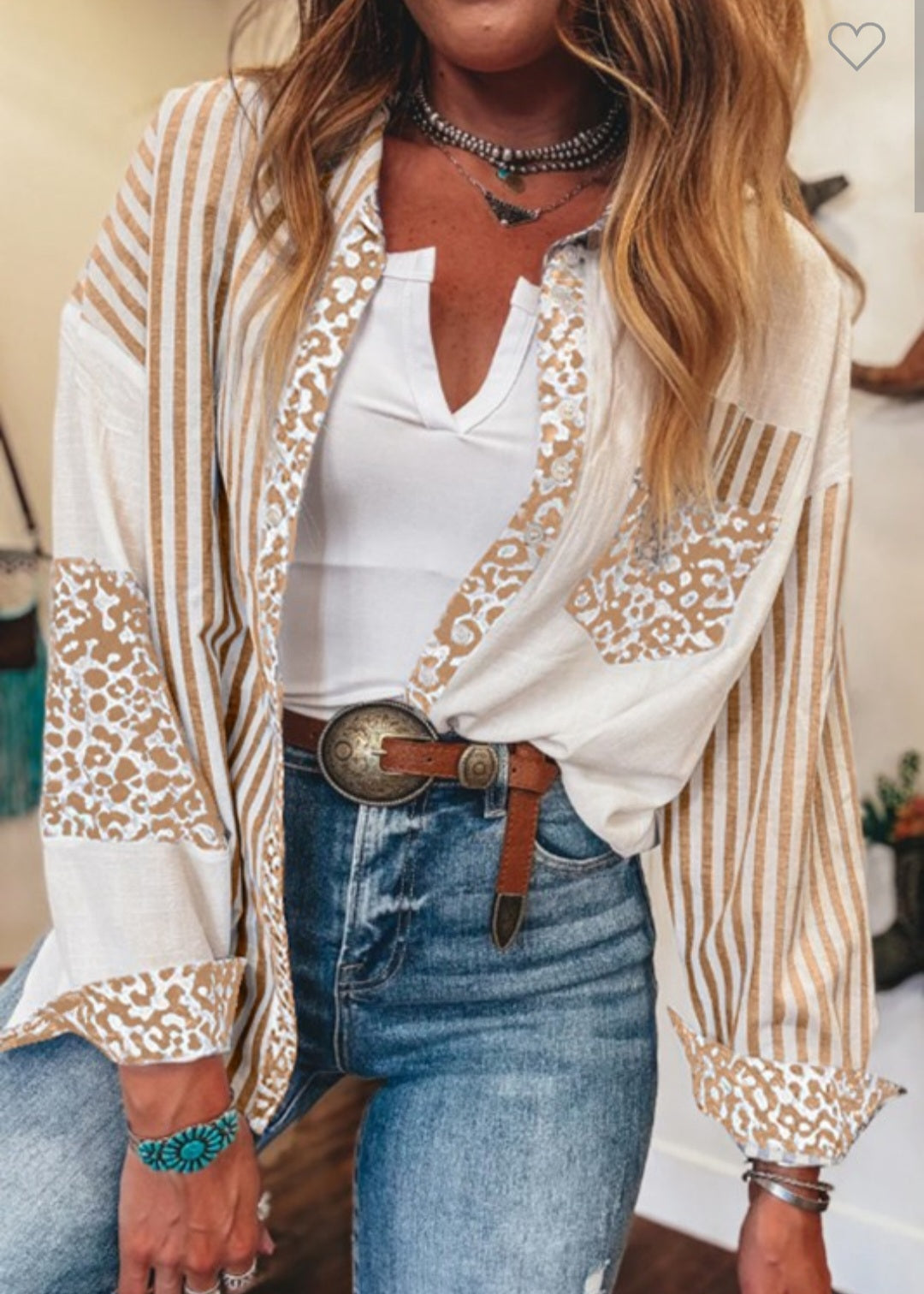 Leopard Stripe Button-up