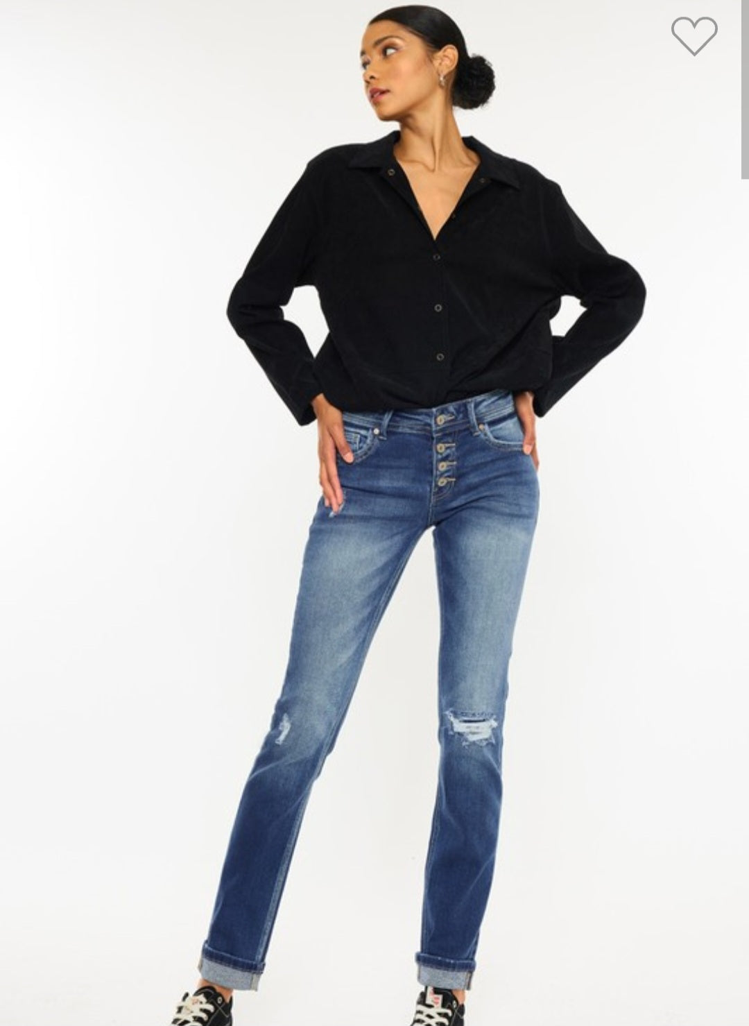 Cuffed Skinny Stright Leg Jean