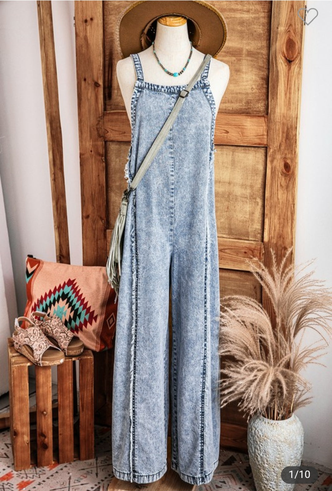 Denim Frayed Jumpsuit