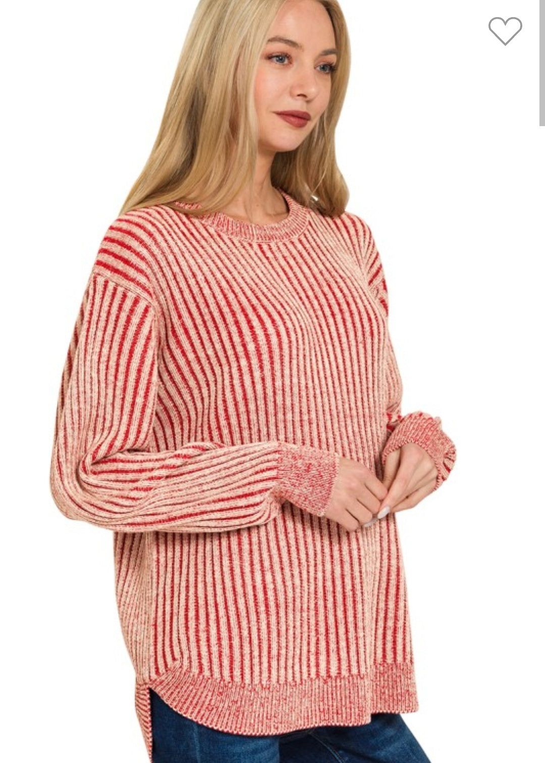 Two Toned Curved Hem Sweater