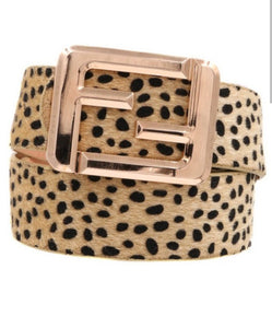 Square Buckle Cheetah Belt